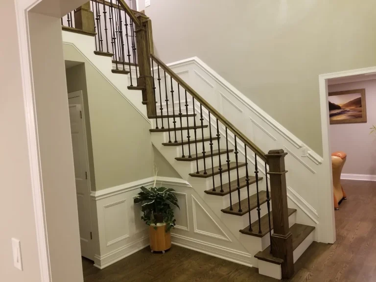 Freshly installed hardwood wood strairs