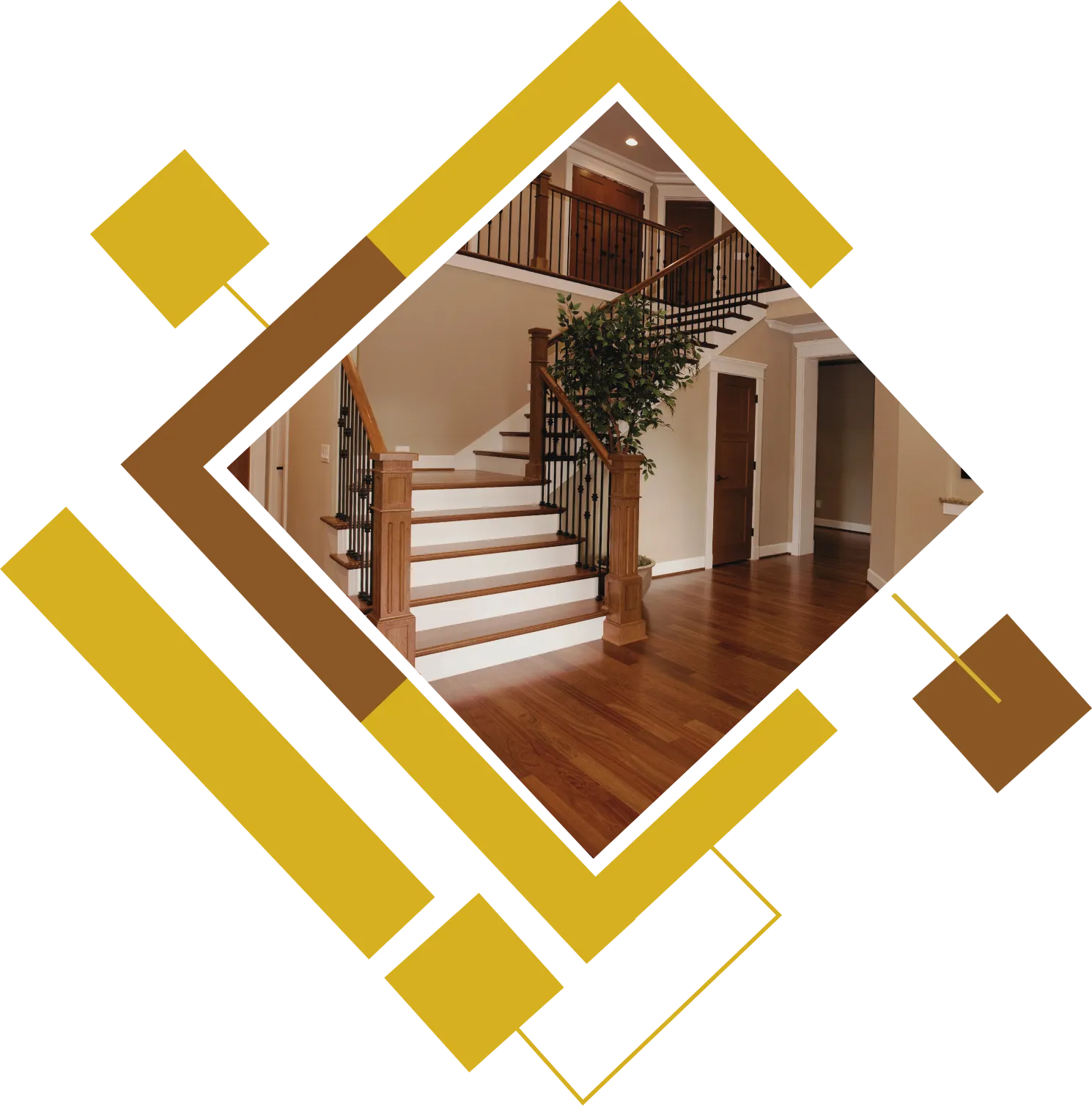 Wood stairs installed during home redesign